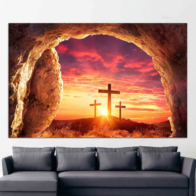 Jesús en el hermoso cielo: lienzo impreso para decoración espiritual del hogar