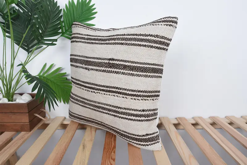 Vintage Kilim Pillow, Luxury Pillow, Morroccon Kilim Cushion Pillow, 20x20 Beige Pillow, Kilim Cushion Sham, Cushion Case, Kilim Pillow - 5