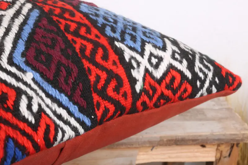 Tribal Cushion Cover, Boho Pillow Sham Cover, Turkish Pillow, 18x18 Red Pillow Sham, Bolster Throw Cushion Case, Pillow for Sofa, Cushion Cover - 6