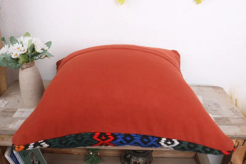 Tribal Cushion Cover, Boho Pillow Sham Cover, Turkish Pillow, 18x18 Red Pillow Sham, Bolster Throw Cushion Case, Pillow for Sofa, Cushion Cover - 7