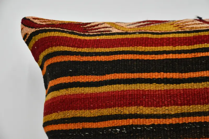 Handmade Kilim Cushion, Bolster Throw Cushion, Cushion Cover, Kilim Pillow Cover, Garden Pillow Cover, Kilim Cushion Sham, 24x24 Red Pillow Sham - 2