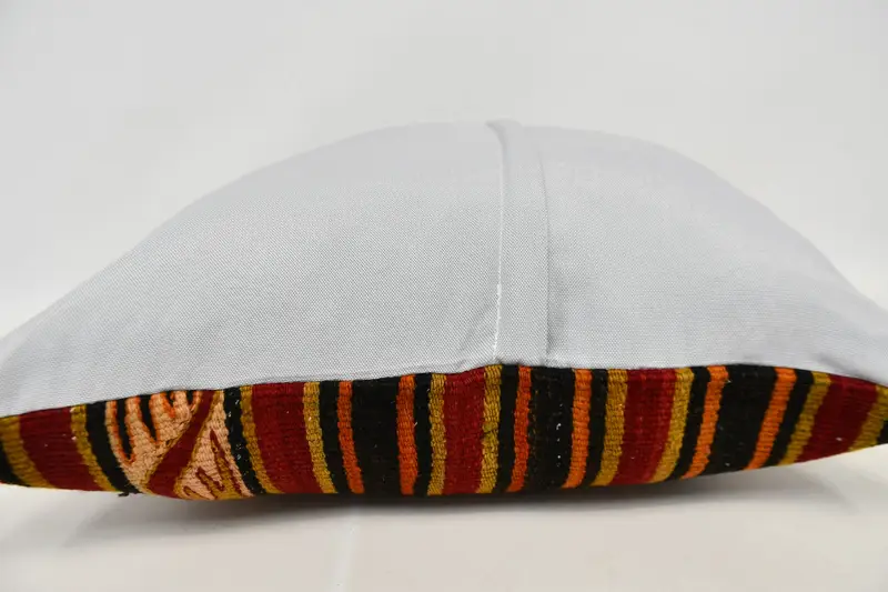 Handmade Kilim Cushion, Bolster Throw Cushion, Cushion Cover, Kilim Pillow Cover, Garden Pillow Cover, Kilim Cushion Sham, 24x24 Red Pillow Sham - 5