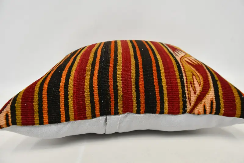 Handmade Kilim Cushion, Bolster Throw Cushion, Cushion Cover, Kilim Pillow Cover, Garden Pillow Cover, Kilim Cushion Sham, 24x24 Red Pillow Sham - 6