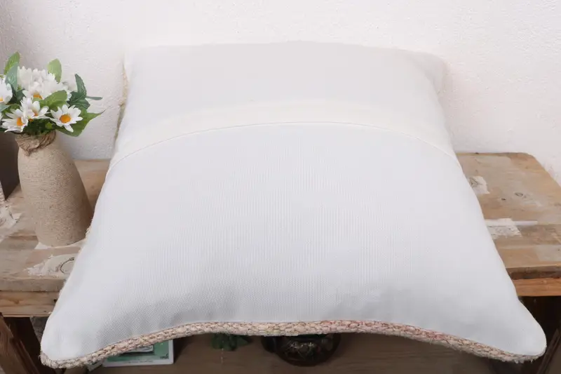 Cushion, Comfy Throw Cushion Case, Antique Pillows, 18x18 White Cushion Cover, Floor Pillow, Ethnical Kilim Rug Pillow, Turkish Kilim Pillow - 7