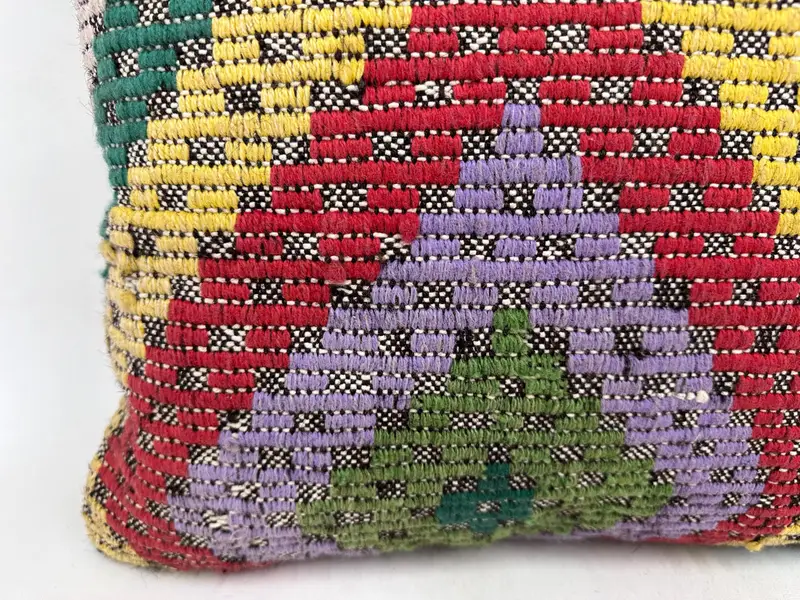 Ethnical Kilim Rug Pillow, Kilim Pillow, 24x24 Red Pillow Sham, Boho Pillow Sham Cover, Cushion Cover, Turkish Rugs Pillow Cover - 2