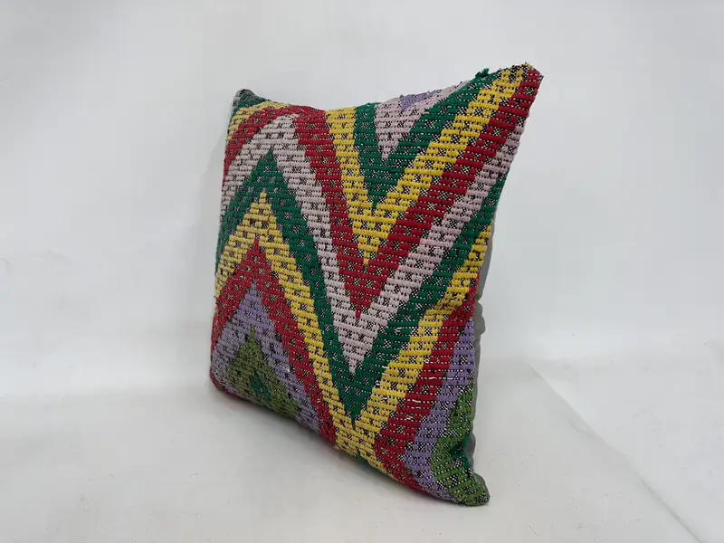 Ethnical Kilim Rug Pillow, Kilim Pillow, 24x24 Red Pillow Sham, Boho Pillow Sham Cover, Cushion Cover, Turkish Rugs Pillow Cover - 4