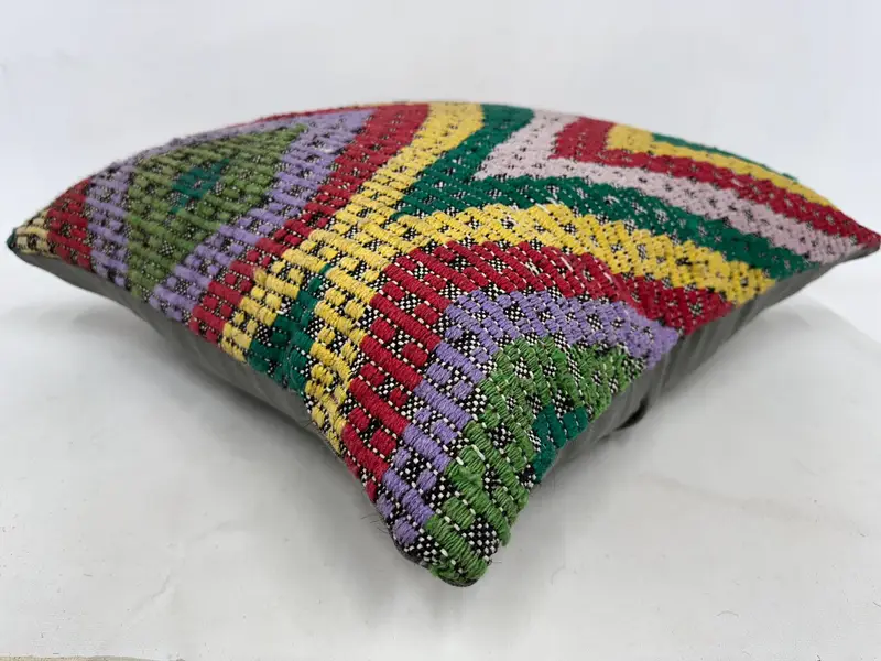 Ethnical Kilim Rug Pillow, Kilim Pillow, 24x24 Red Pillow Sham, Boho Pillow Sham Cover, Cushion Cover, Turkish Rugs Pillow Cover - 6