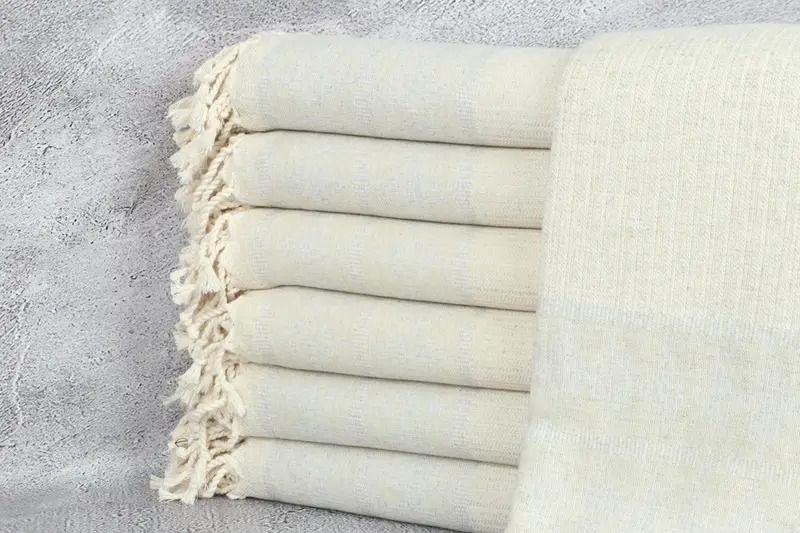 Light Gray Kilim Design Linen Bath Towel, 36x71 Inches