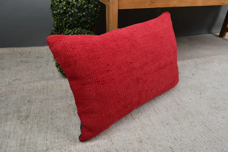 16x24 Red Pillow Case, Vintage Kilim Pillow, Decorative Pillow Sham, Interior Designer Pillow, Retro Cushion Case, Pillow for Sofa, Pillow - 7