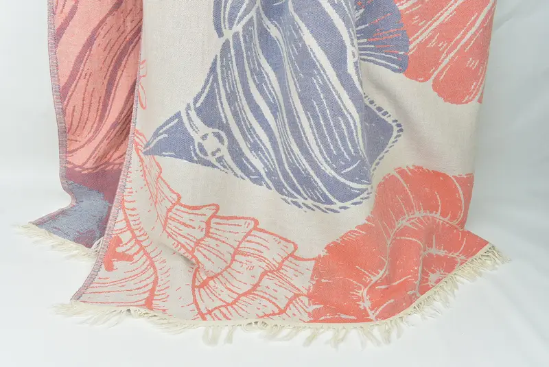 Boho Throw Blankets, Turkish Blanket, Decorative Blanket, Extra Large Tablecloth, 92x80 Cotton Underwater Animals Design Towel, Engagement Gift - 2