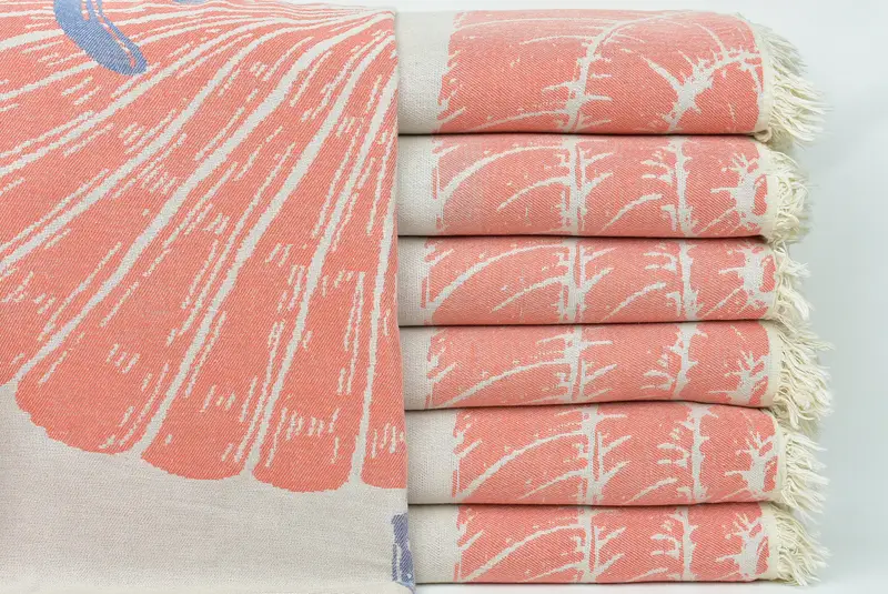 Boho Throw Blankets, Turkish Blanket, Decorative Blanket, Extra Large Tablecloth, 92x80 Cotton Underwater Animals Design Towel, Engagement Gift - 3