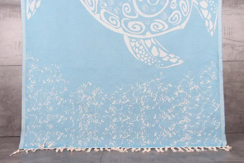 Organic Turquoise Carretta Peshtemal 40x71 Inches Turkish Towel