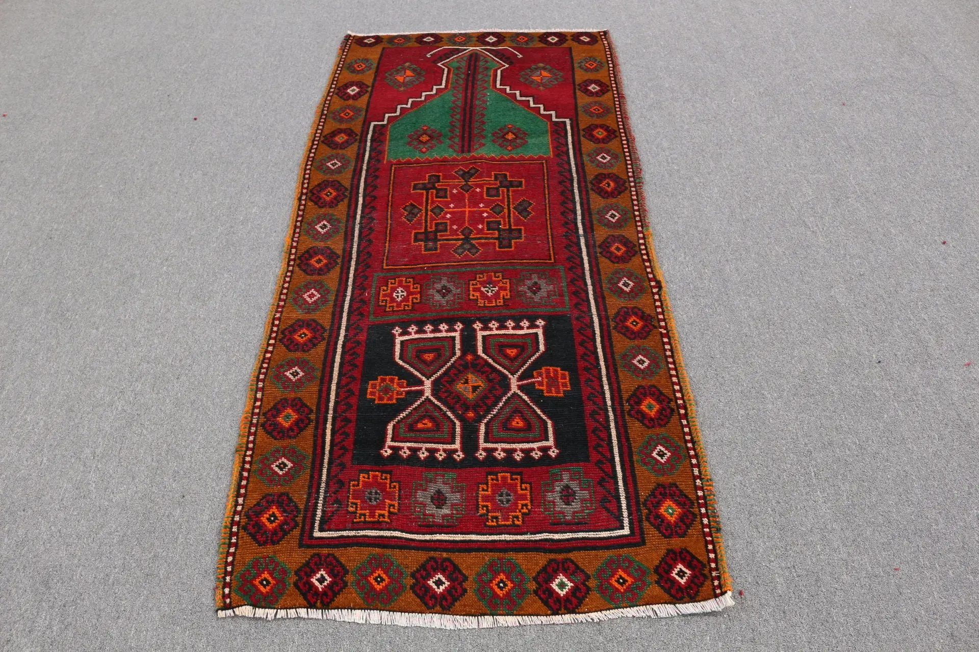 2.9x6.2 ft Türk Halısı, Vintage Halı, Kırmızı Çiçekli Yün Halı - 1