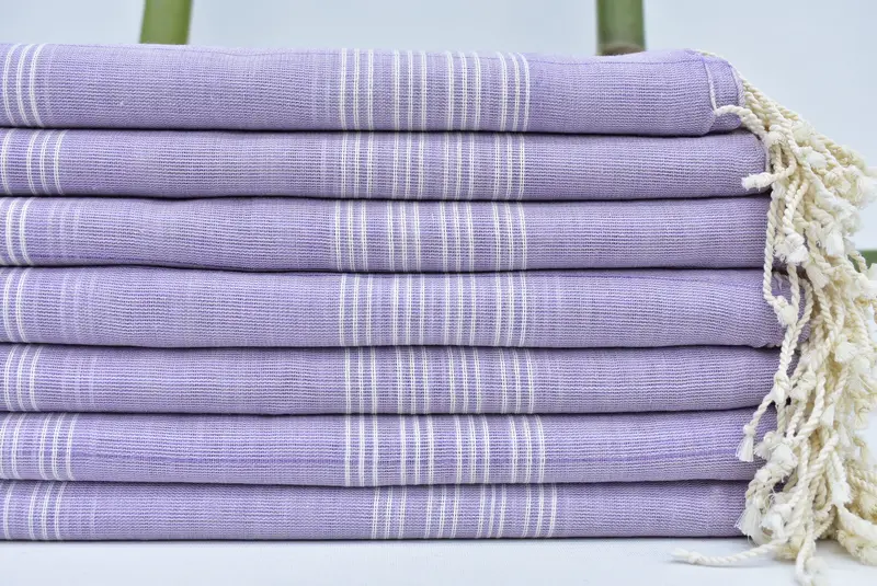 Lilac Striped Organic Cotton Towel, 70x40 Inches for Bachelorette Gifts