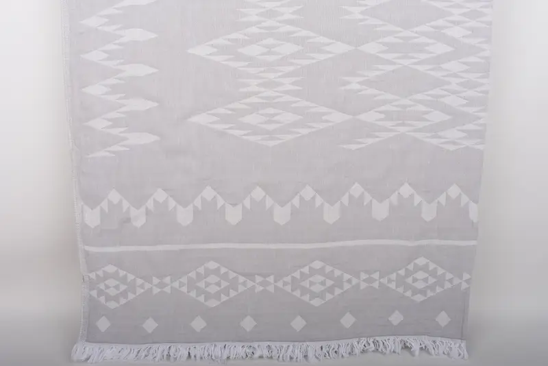 Light Gray Geometric Blanket, Organic Cotton, 70x60 Inches