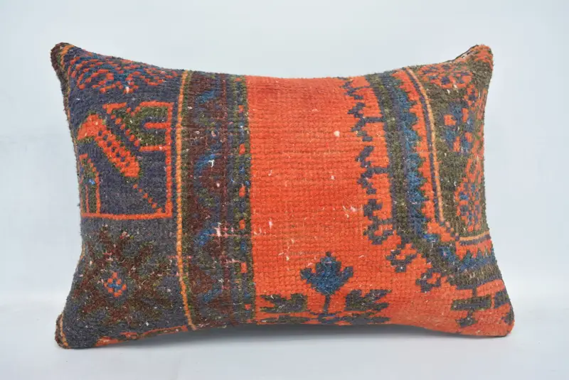 Vintage Pillow, Handmade Kilim Cushion, Outdoor Bolster Pillow, Muted Cushion, 16x24 Red Pillow Cover, Pillow Sham, Antique Pillows - 1