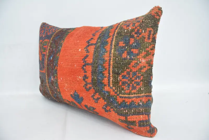 Vintage Pillow, Handmade Kilim Cushion, Outdoor Bolster Pillow, Muted Cushion, 16x24 Red Pillow Cover, Pillow Sham, Antique Pillows - 4