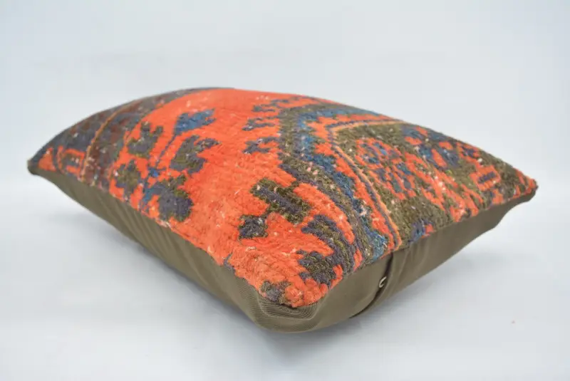 Vintage Pillow, Handmade Kilim Cushion, Outdoor Bolster Pillow, Muted Cushion, 16x24 Red Pillow Cover, Pillow Sham, Antique Pillows - 6