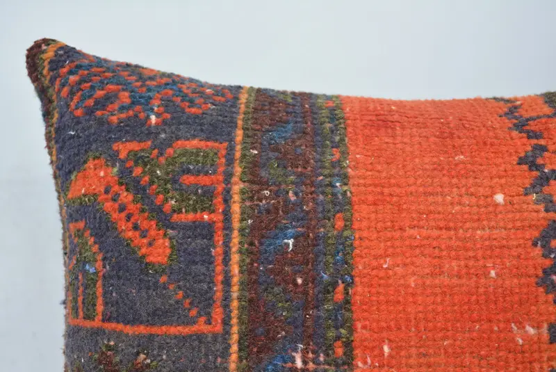 Vintage Pillow, Handmade Kilim Cushion, Outdoor Bolster Pillow, Muted Cushion, 16x24 Red Pillow Cover, Pillow Sham, Antique Pillows - 2