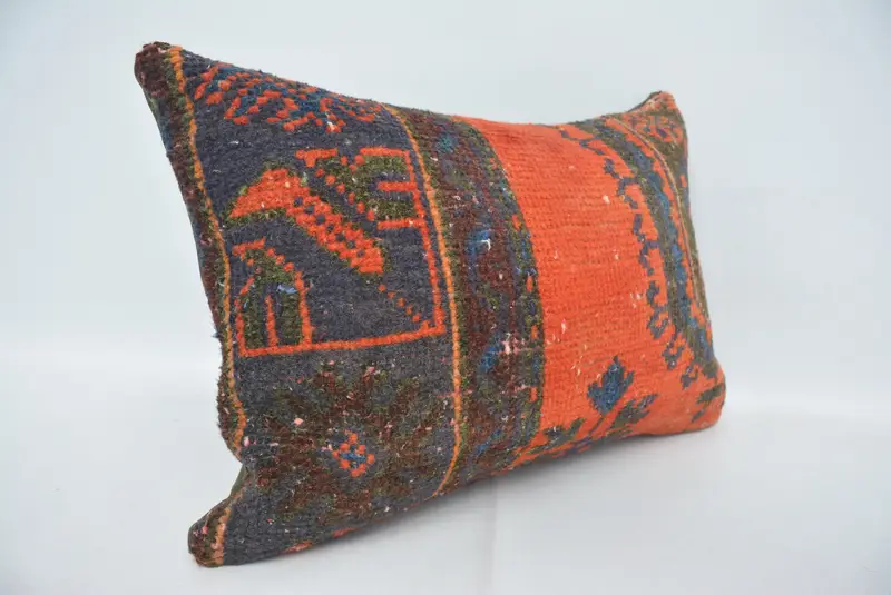 Vintage Pillow, Handmade Kilim Cushion, Outdoor Bolster Pillow, Muted Cushion, 16x24 Red Pillow Cover, Pillow Sham, Antique Pillows - 3