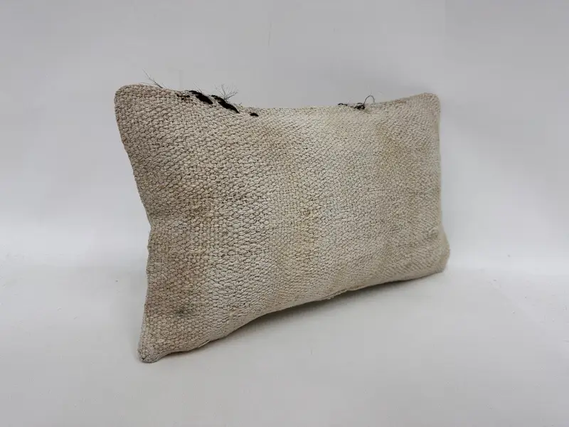Handmade Kilim Cushion, Bench Cushion Cover, 12x20 White Pillow, Turkish Kilim Pillow, Cushion Case, Interior Designer Pillow - 3