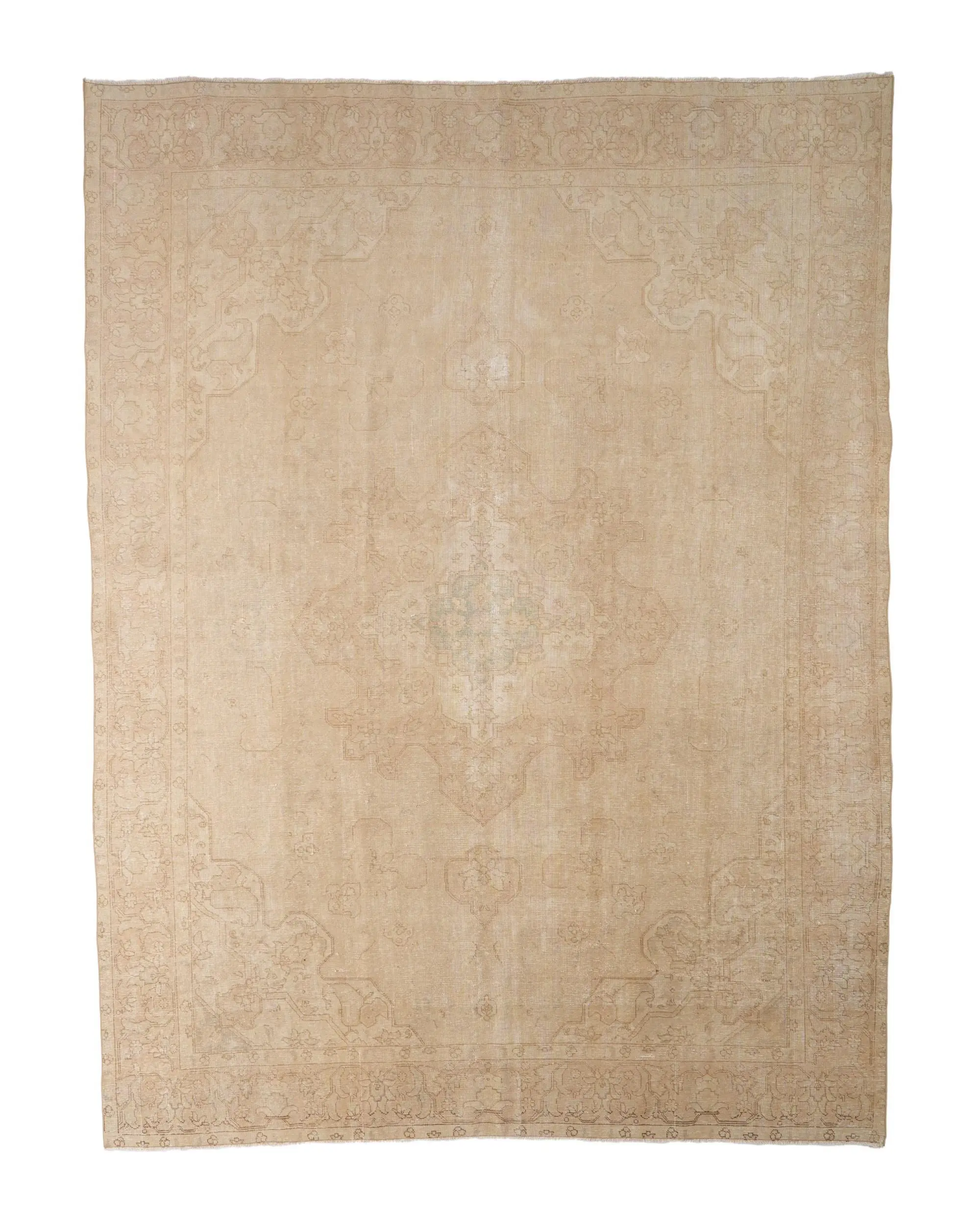 Vintage Turkish Rug, 9.4x12.6 ft Oversize Rug, Beige Oriental Rug - 1