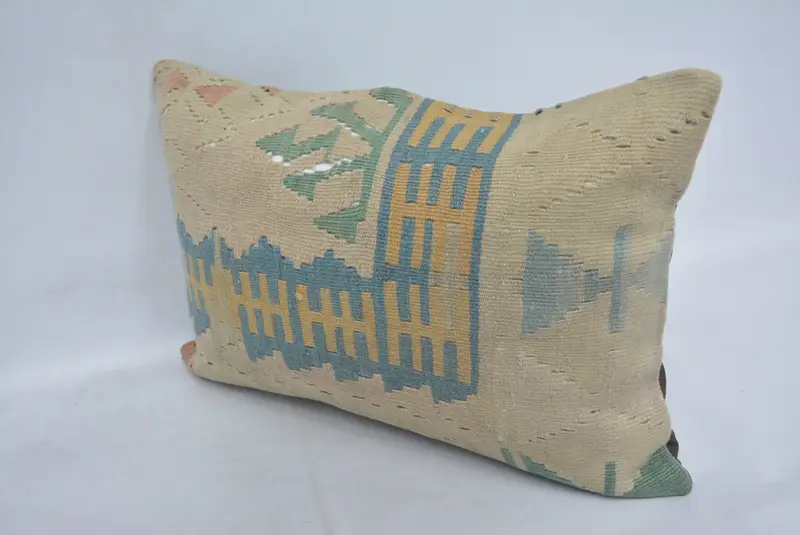 Wholesale Cushion Cover, Turkish Pillow, Chair Pillow Sham, Antique Pillows, Pillow Sham, Pastel Cushion Case, Kilim Pillow, 16x24 Beige Pillow - 4