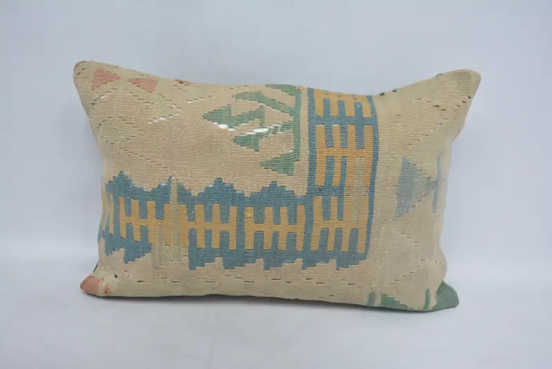 Wholesale Cushion Cover, Turkish Pillow, Chair Pillow Sham, Antique Pillows, Pillow Sham, Pastel Cushion Case, Kilim Pillow, 16x24 Beige Pillow - 1