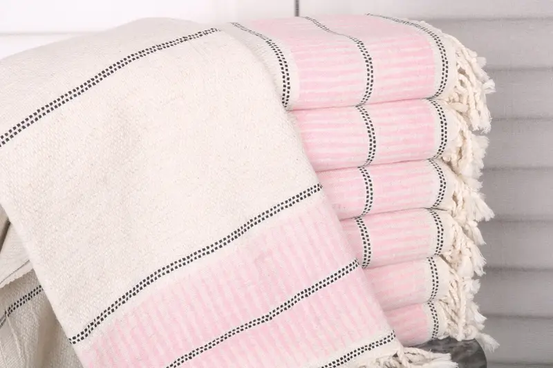 Striped Towel Pink Linen 40x71 Inches, Bachelorette Gifts