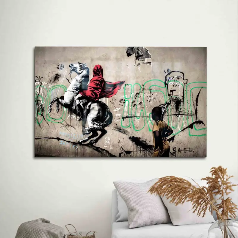 Elegant Printed Glass: Banksy Horse Graffiti Art Theme