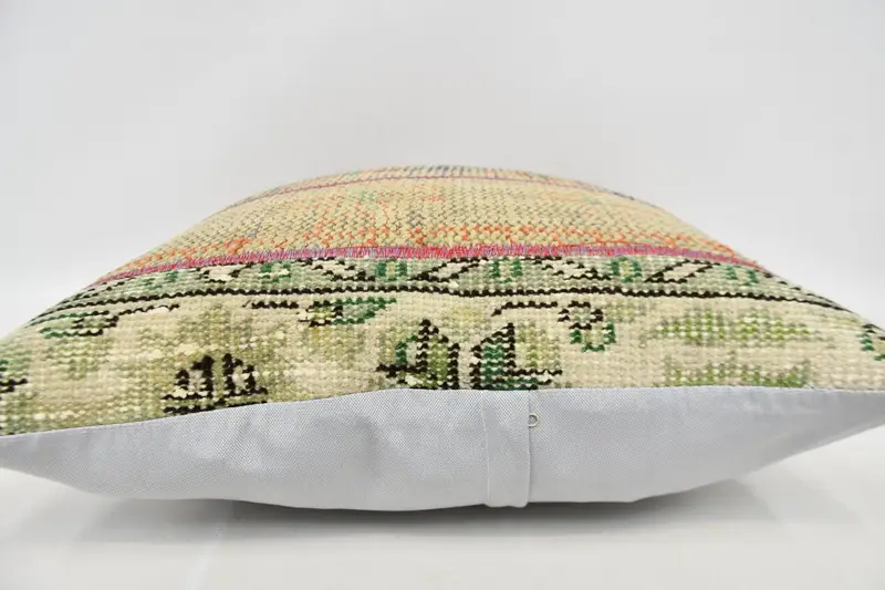 Shabby Chic Cushion Case, Ethnical Kilim Rug Pillow, 24x24 Beige Cushion Cover, Pillow Sham, Home Decor Pillow, Vintage Kilim Pillow - 6