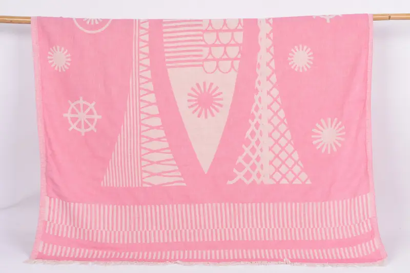 Pink Fish Design Towel, Turkish Cotton, Bridesmaid Gift, 69x38 Inches