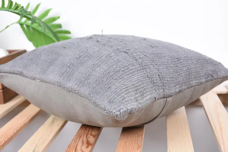 Pillow for Sofa, Vintage Kilim Throw Pillow, Knitted Cushion Cover, Pillow Cover, Vintage Kilim Pillow, 16x16 Gray Pillow Cover - 6