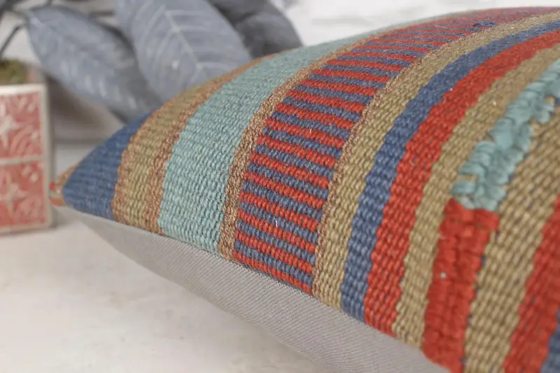 Handmade Kilim Cushion, 16x24 Green Cushion Case, Kilim Pillow, Cushion, Kilim Cushion Sham, Vintage Kilim Pillow Cushion Cover - 7