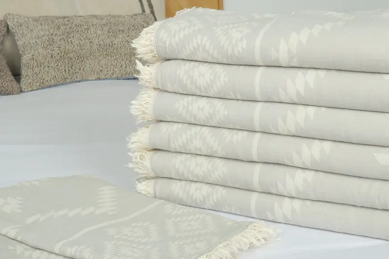 84x56 Cotton Kilim Design Towel, Bridesmaid Gifts, Monogram Blanket, Throw Blanket Couch, Organic Throw, Embroidery Bedspread, Turkish Blanket Queen - 3