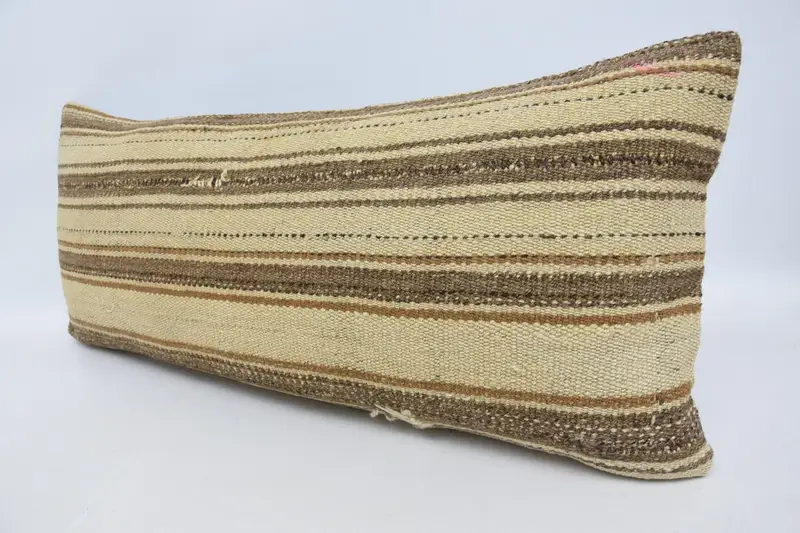 Cushion Cover, Kilim Pillow Cover, Kilim Cushion Sham, 16x36 Beige Pillow, Interior Designer Pillow, Authentic Pillow Case - 4