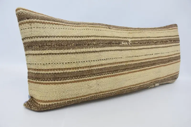 Cushion Cover, Kilim Pillow Cover, Kilim Cushion Sham, 16x36 Beige Pillow, Interior Designer Pillow, Authentic Pillow Case - 3