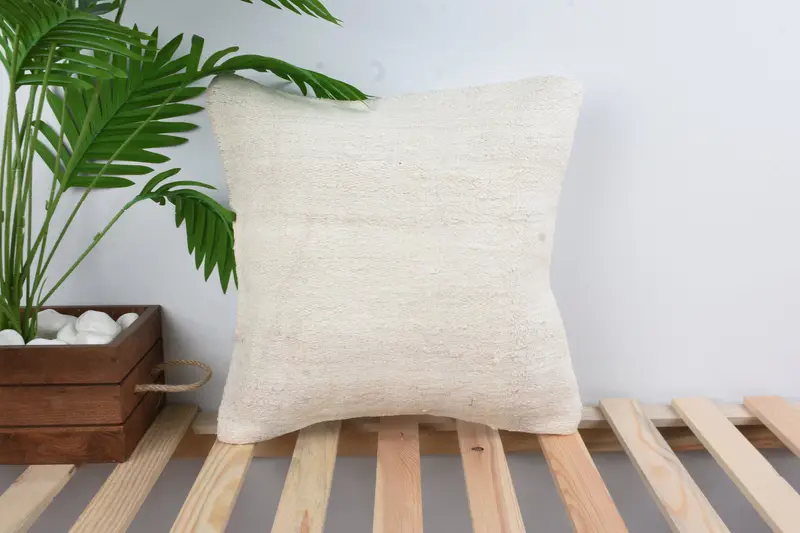 Vintage Kilim Pillow, Turkish Kilim Pillow, Retro Cushion Case, Home Decor Pillow, Pillow Sham, Anatolian Pillow Case, 16x16 White Pillow - 1