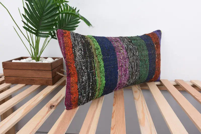 Vintage -Kissen, benutzerdefiniertes Kissen, 12x24 Grüne Kissenschein, Kissenschein, Bohemian Kissen Kissenabdeckung, Kissen für Sofa, Vintage -Kilim -Kissen Kissen - 4