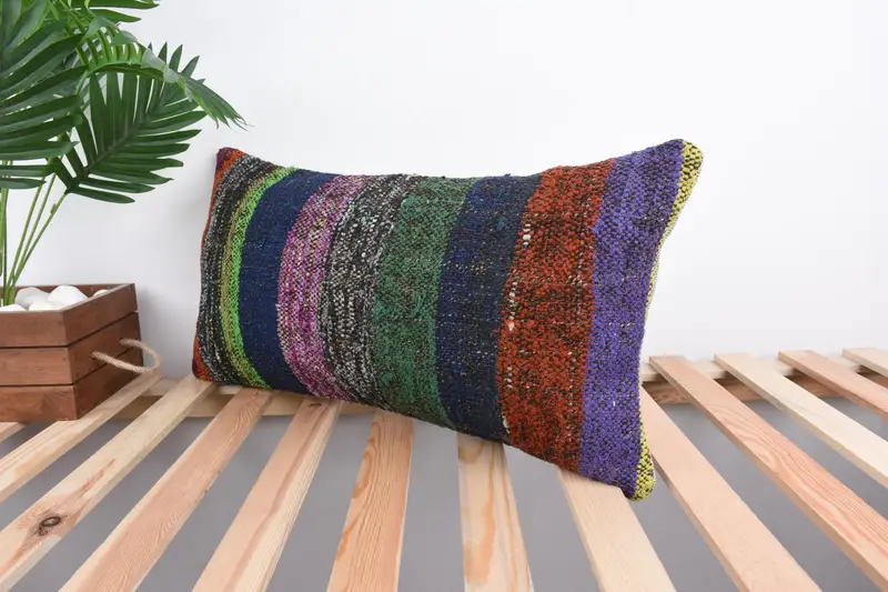 Vintage -Kissen, benutzerdefiniertes Kissen, 12x24 Grüne Kissenschein, Kissenschein, Bohemian Kissen Kissenabdeckung, Kissen für Sofa, Vintage -Kilim -Kissen Kissen - 5