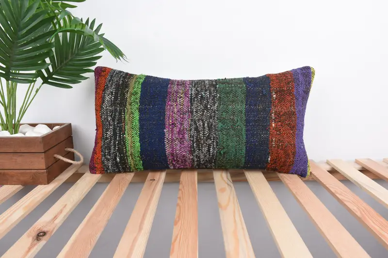 Vintage -Kissen, benutzerdefiniertes Kissen, 12x24 Grüne Kissenschein, Kissenschein, Bohemian Kissen Kissenabdeckung, Kissen für Sofa, Vintage -Kilim -Kissen Kissen - 1