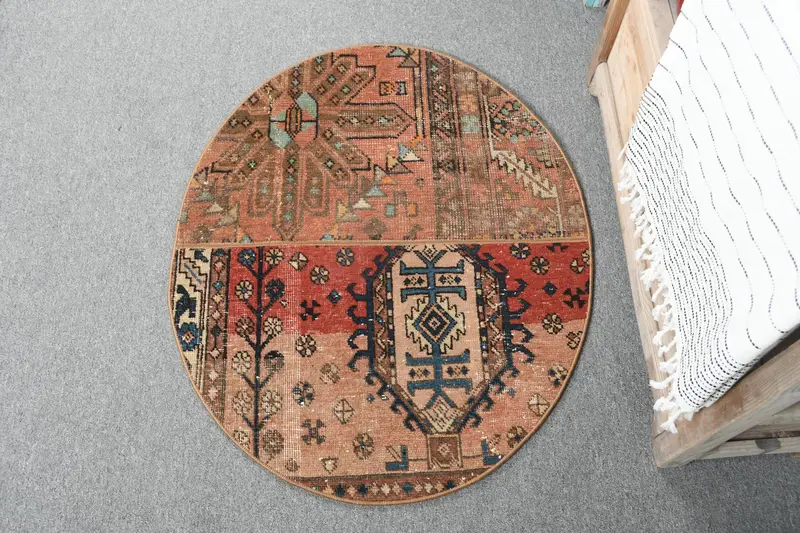 Alfombra floral naranja, 2,5 x 3 pies con detalles en rojo vibrante