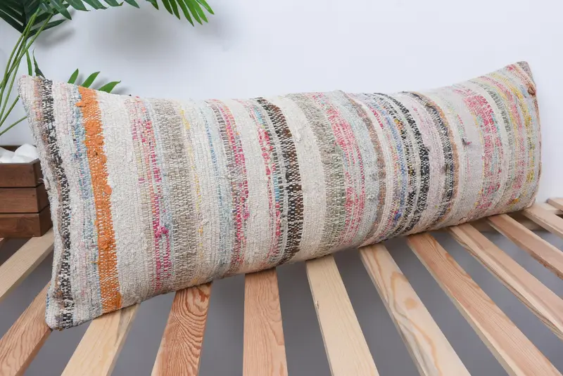 Kilim Pillow, Designer Throw Cushion Case, Vintage Kilim Pillow, Cushion Case, 12x36 White Pillow Case, Antique Pillows, Seat Pillow Sham - 4