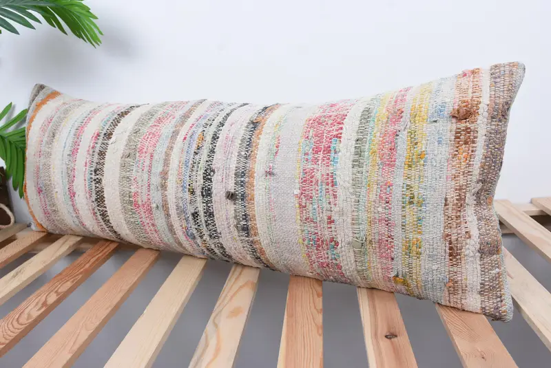Kilim Pillow, Designer Throw Cushion Case, Vintage Kilim Pillow, Cushion Case, 12x36 White Pillow Case, Antique Pillows, Seat Pillow Sham - 5