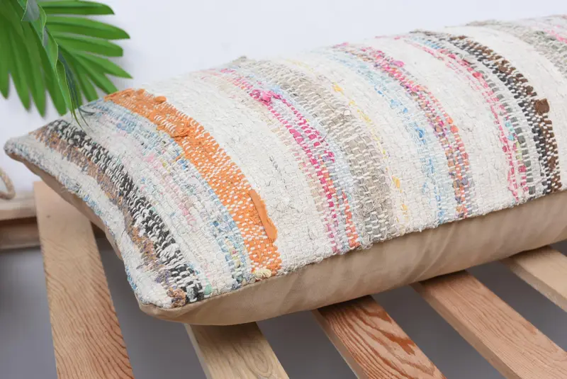 Kilim Pillow, Designer Throw Cushion Case, Vintage Kilim Pillow, Cushion Case, 12x36 White Pillow Case, Antique Pillows, Seat Pillow Sham - 6