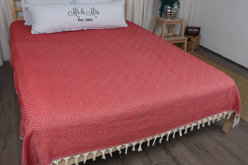 Cotton Bedspread, Personalized Blanket, Turkish Blanket, Decorative Blanket, Beach Theme Bachelorette Party, 92x80 Cotton Diamond Towel - 7