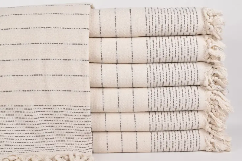 Custom Blanket, Monogram Blanket, 98x92 Cotton Striped Design Towel, Throw Blanket for Bed, Bachelorette Gifts, Turkish Towel Blanket, Organic Throw - 1