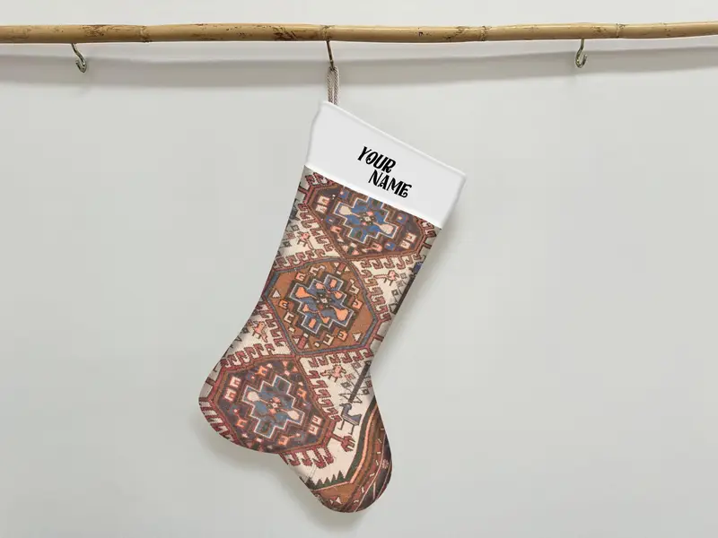Boho Chic Baskılı Çorap: Noel İçin Özel İsimli Çorap