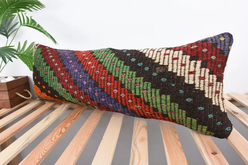 12x36 Green Cushion Case, Authentic Pillow Case, Cushion Case, Antique Pillows, Wool Kilim Pillow Pillow, Boho Pillow Sham Cover, Home Decor Pillow - 5
