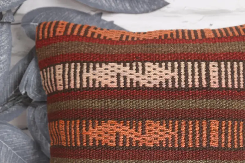 Cushion Cover, Interior Designer Pillow, Turkish Kilim Pillow, Neutral Cushion, 12x12 Red Cushion Cover, Kilim Cushion Sham - 2